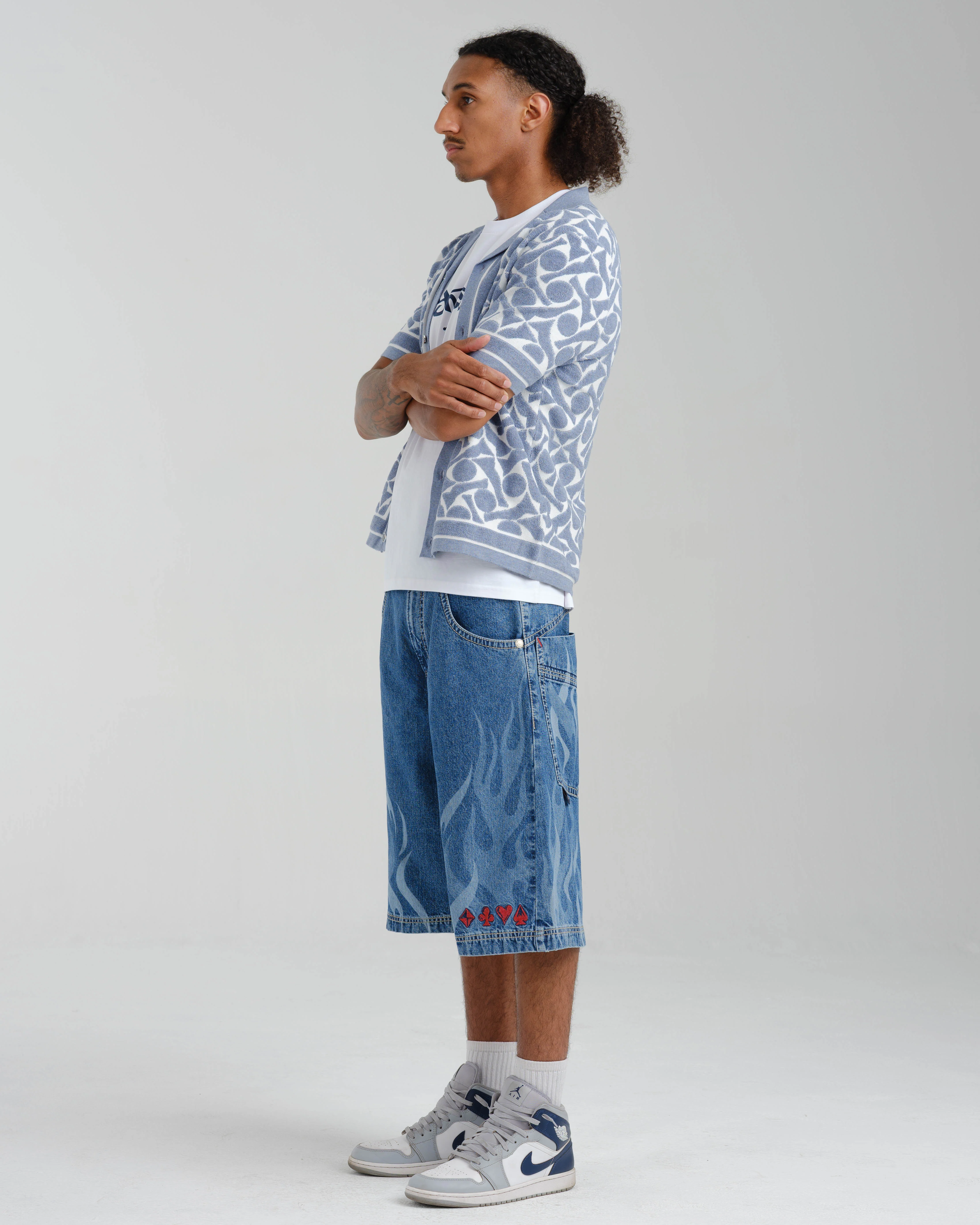 Rising Flames Shorts. 15" Inseam. Dark Stone. - Image 3