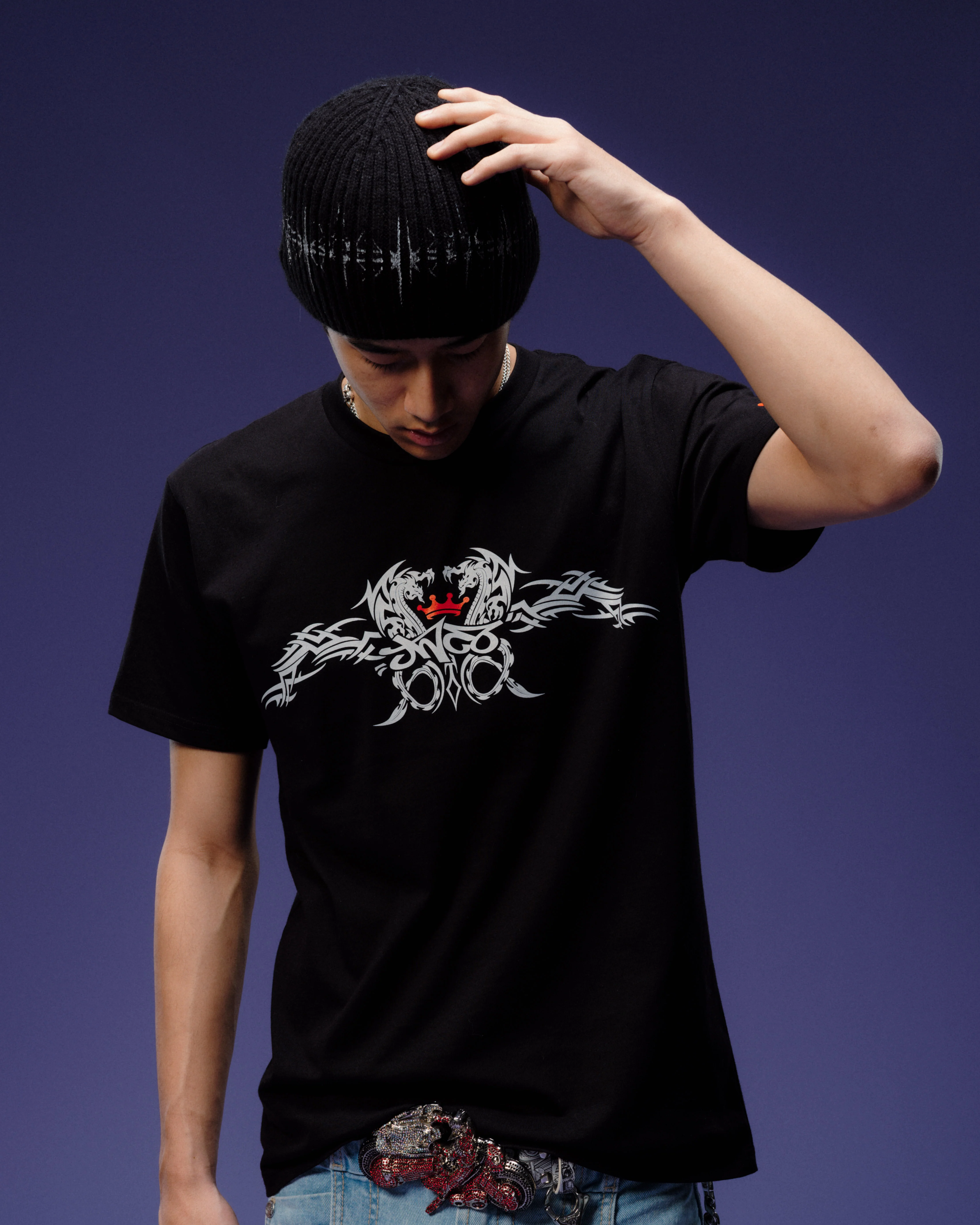 Tribal Dragon Tee. Black. - Image 3