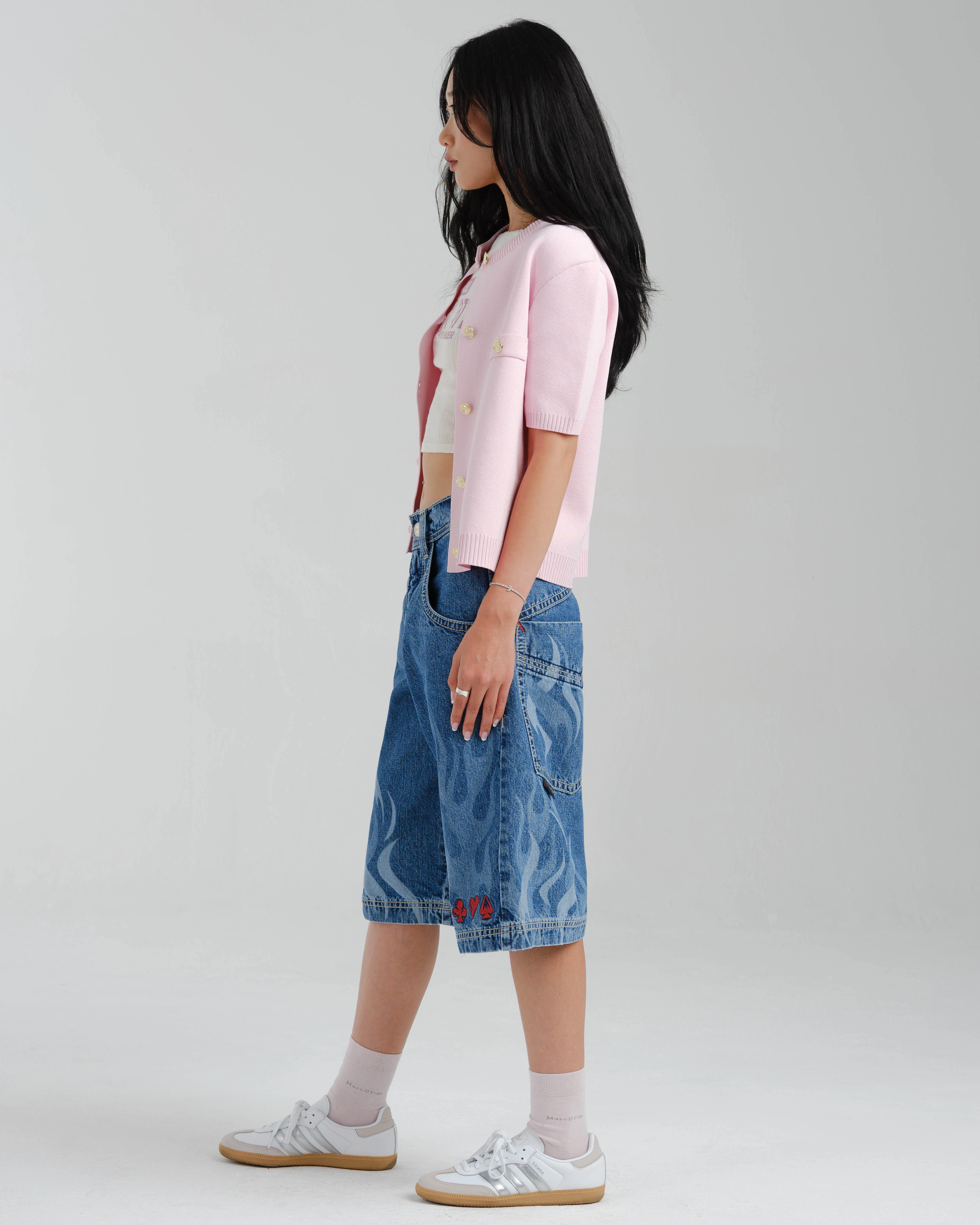 W Rising Flames Shorts. 15" Inseam. Dark Stone. - Image 3
