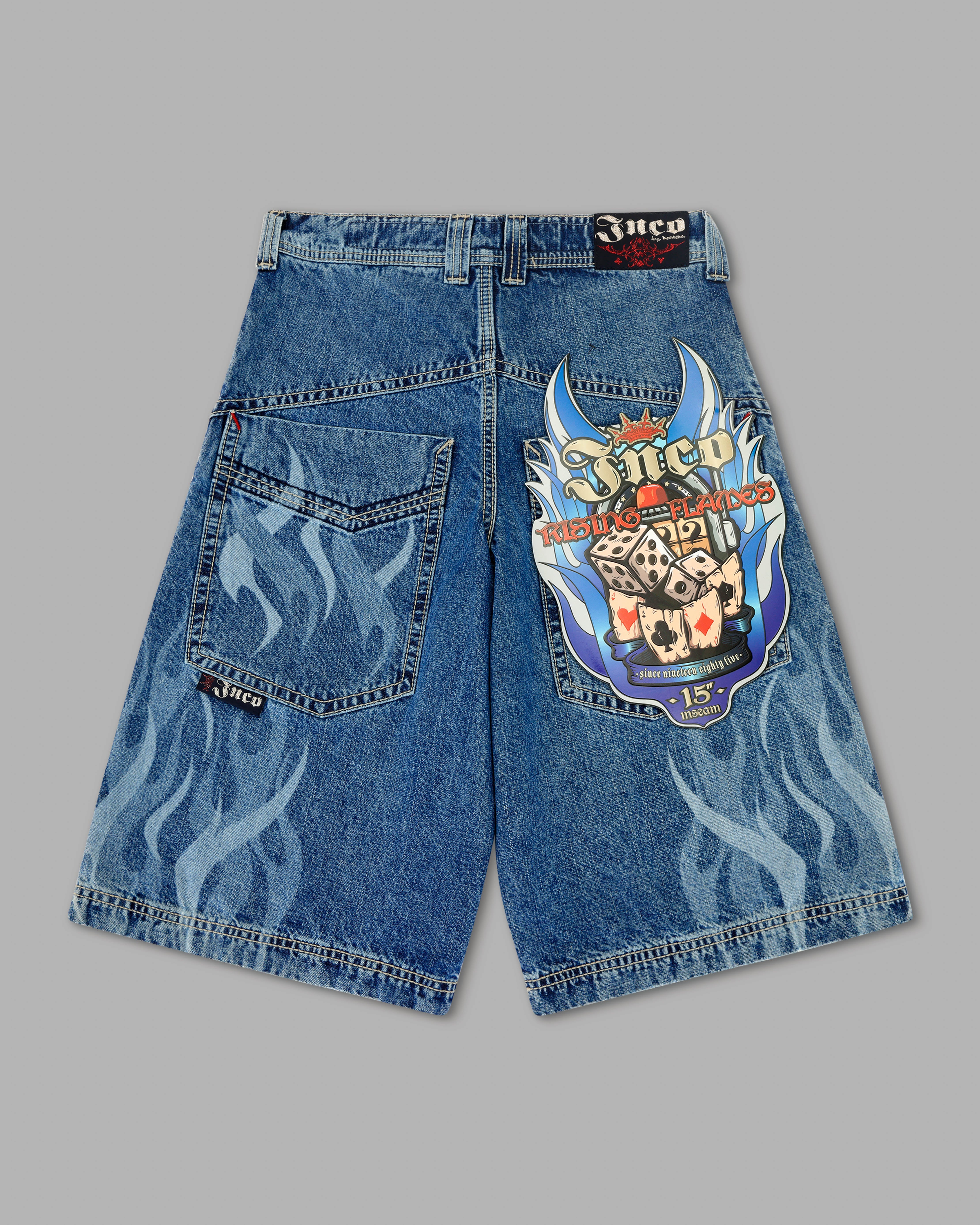 W Rising Flames Shorts. 15" Inseam. Dark Stone. - Image 6