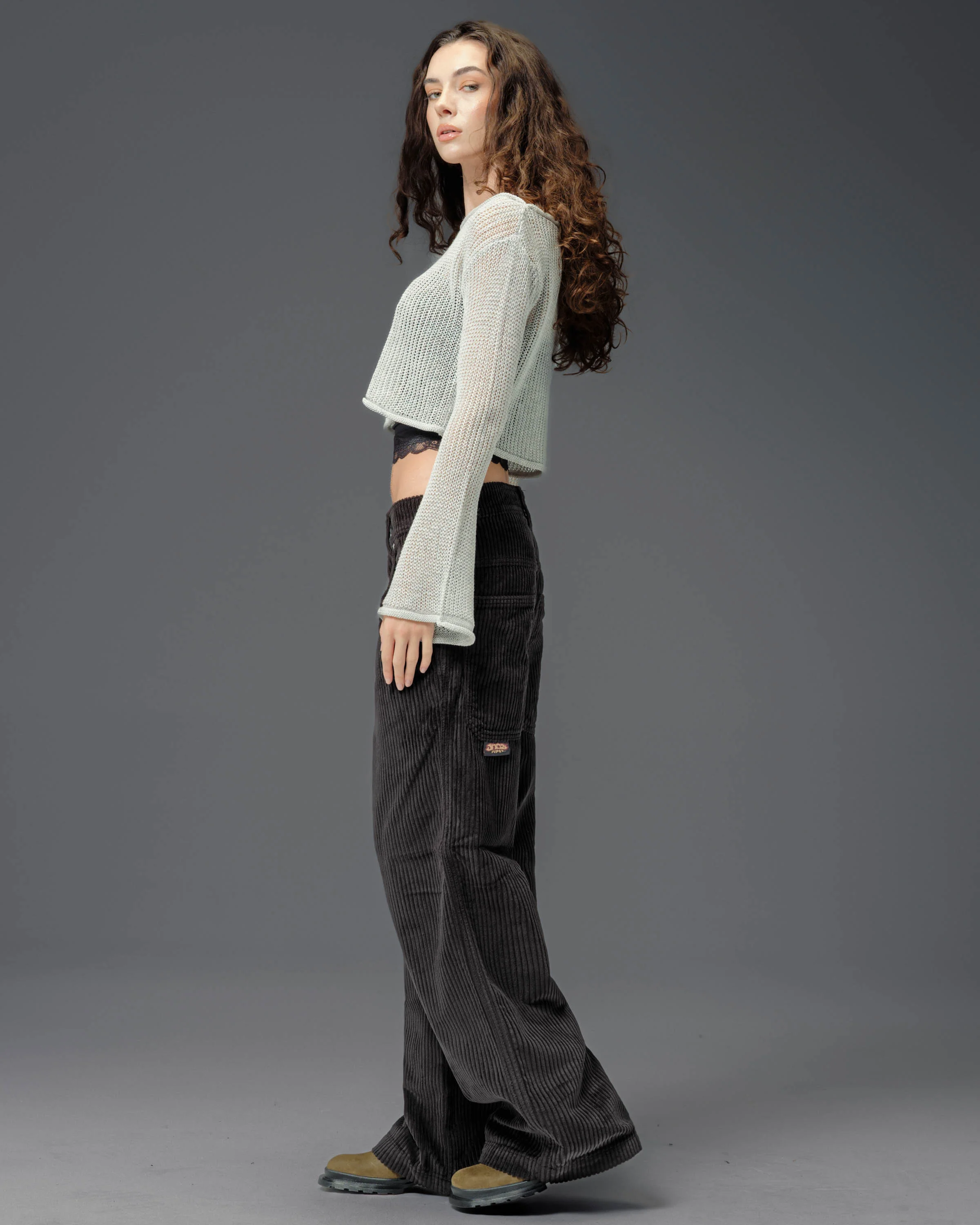 W179 Pipes. 23". 4 Wale Corduroy. Black. - Image 2