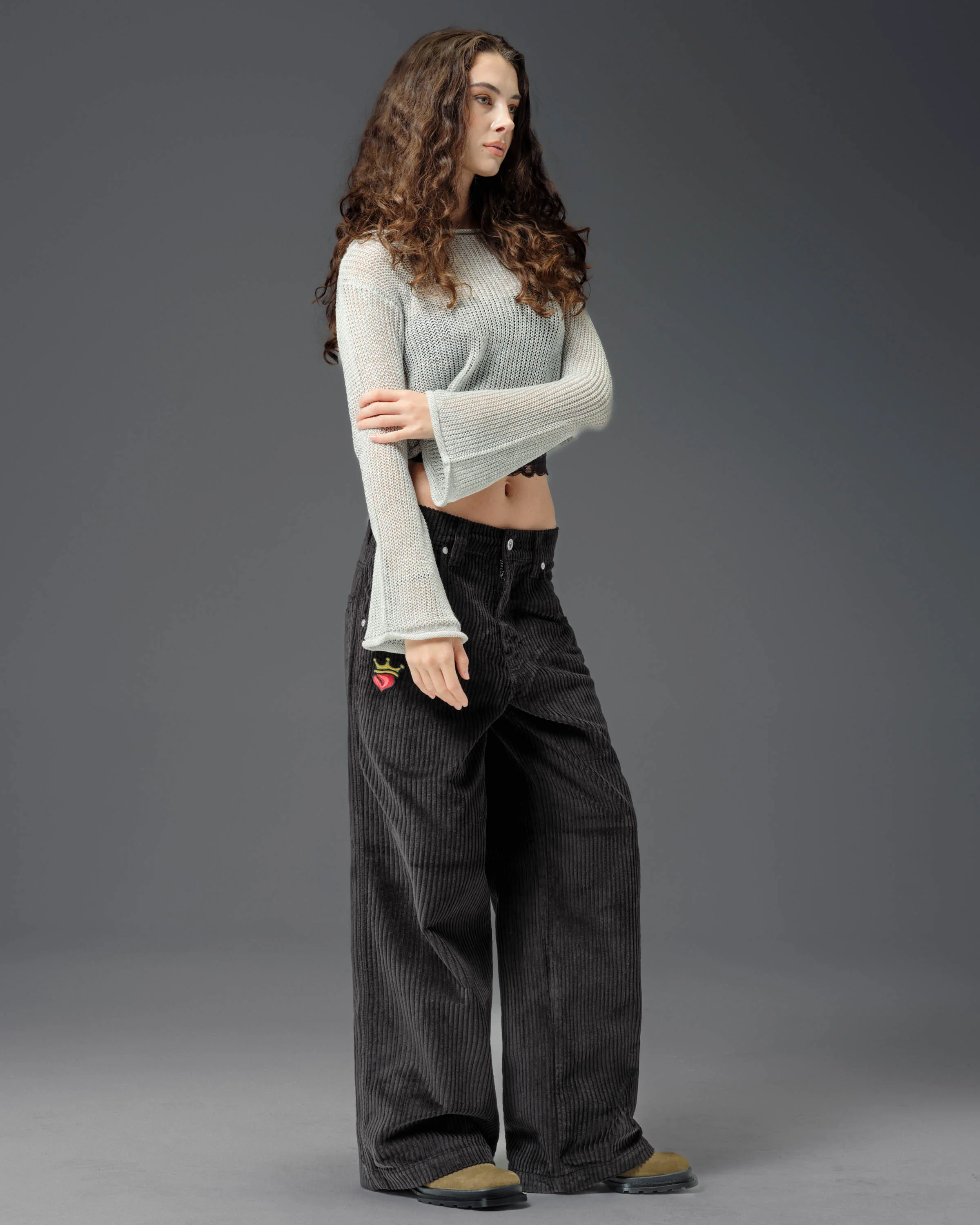 W179 Pipes. 23". 4 Wale Corduroy. Black. - Image 7