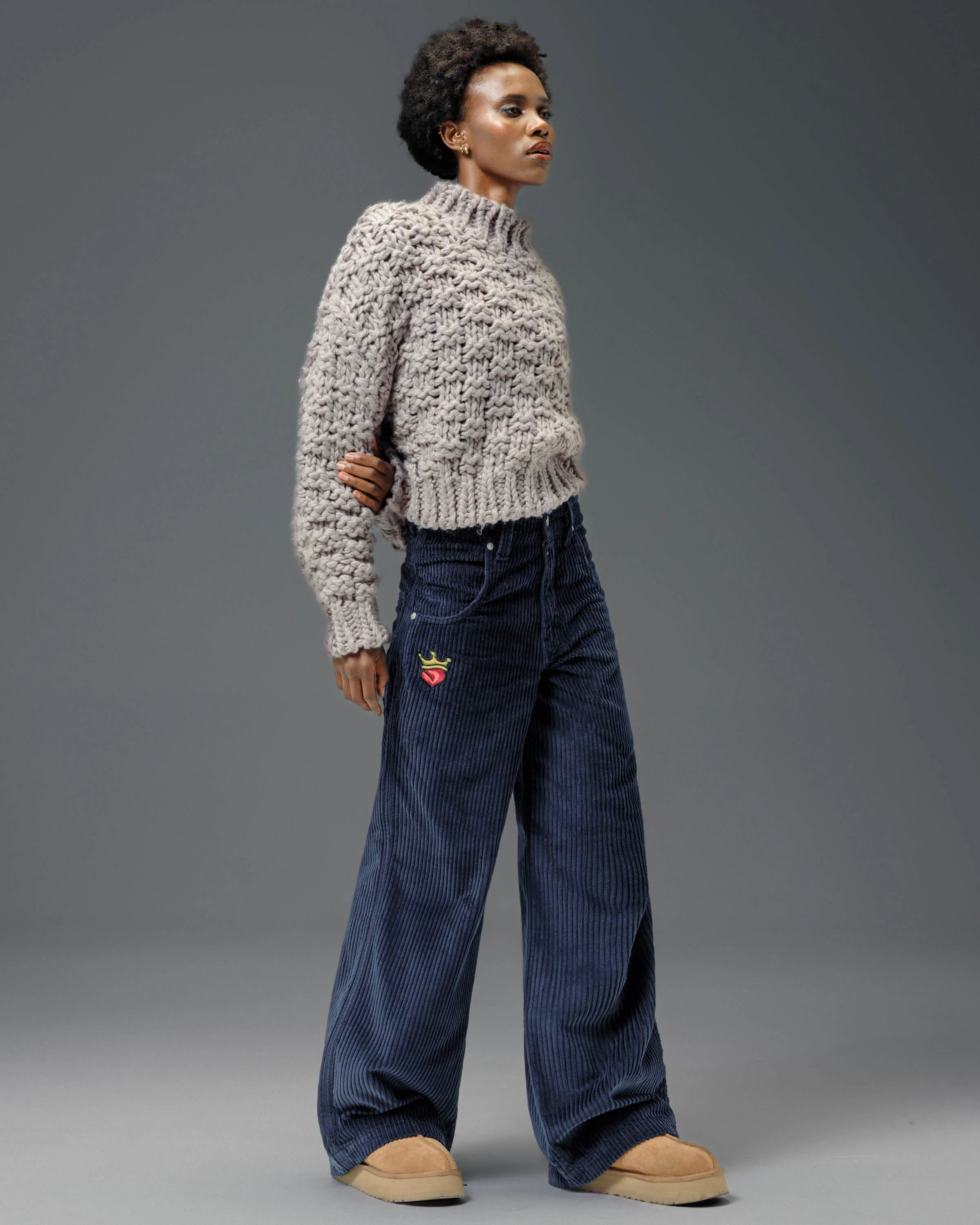 W179 Pipes. 23". 4 Wale Corduroy. Navy. - Image 10