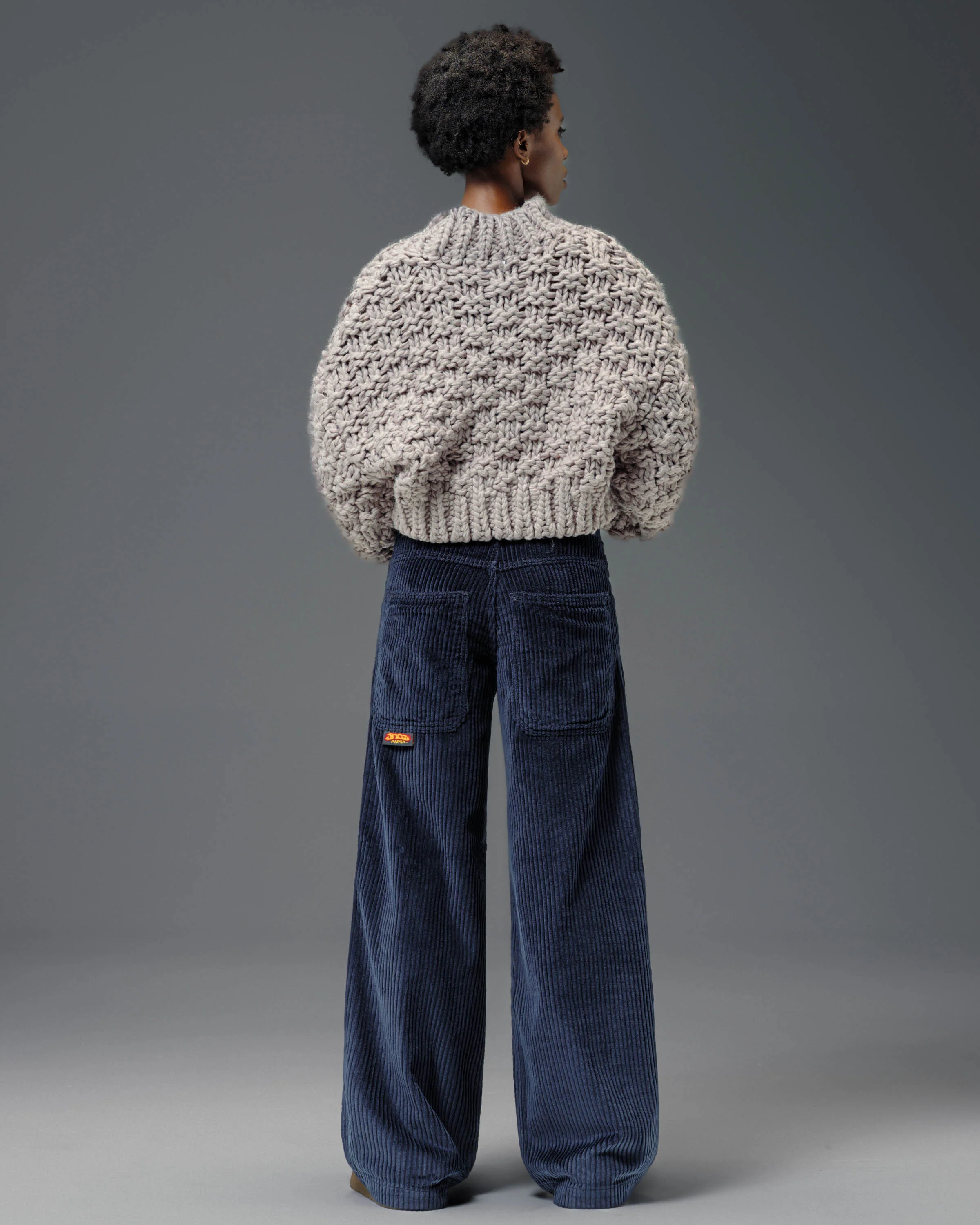 W179 Pipes. 23". 4 Wale Corduroy. Navy. - Image 2