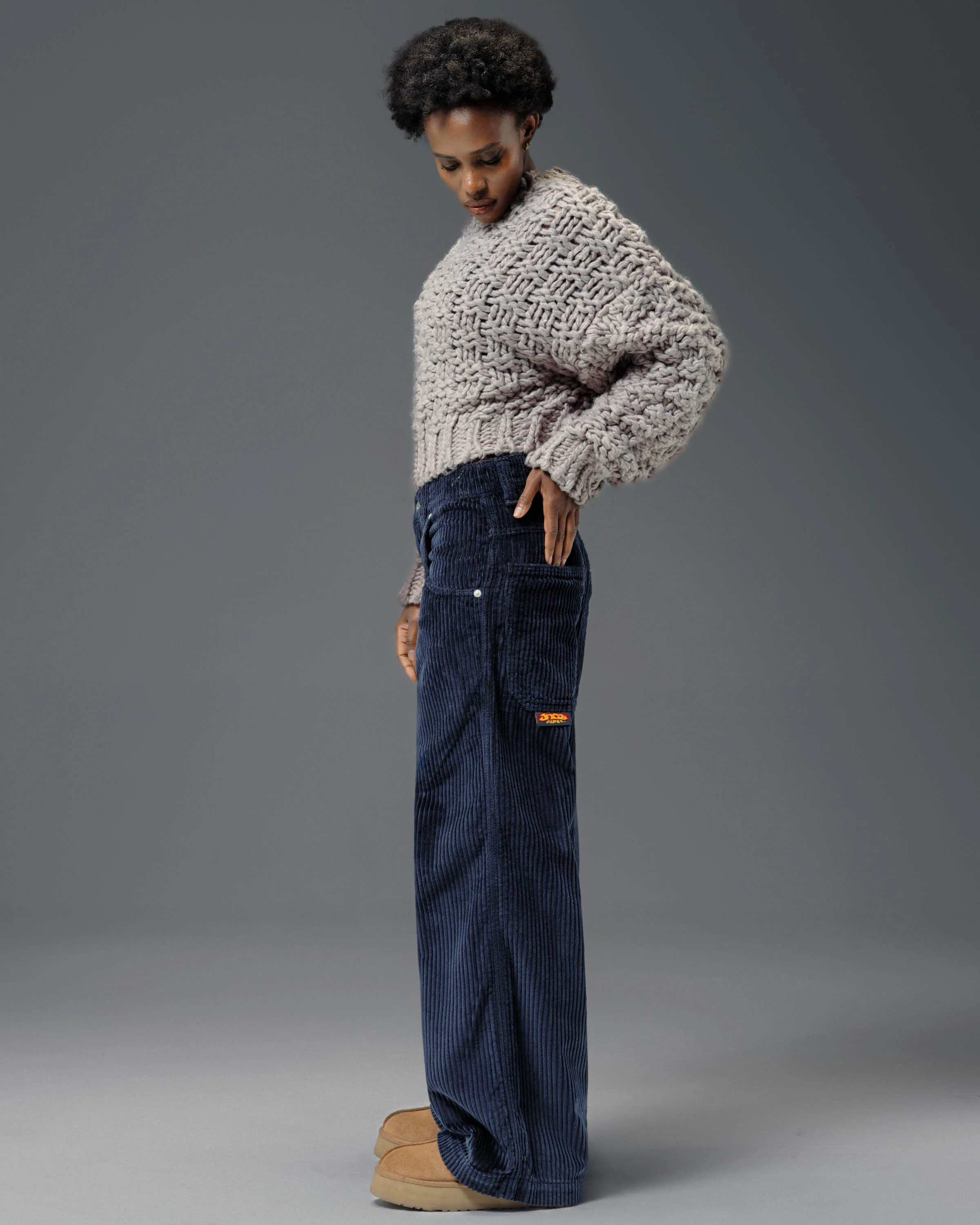 W179 Pipes. 23". 4 Wale Corduroy. Navy. - Image 5
