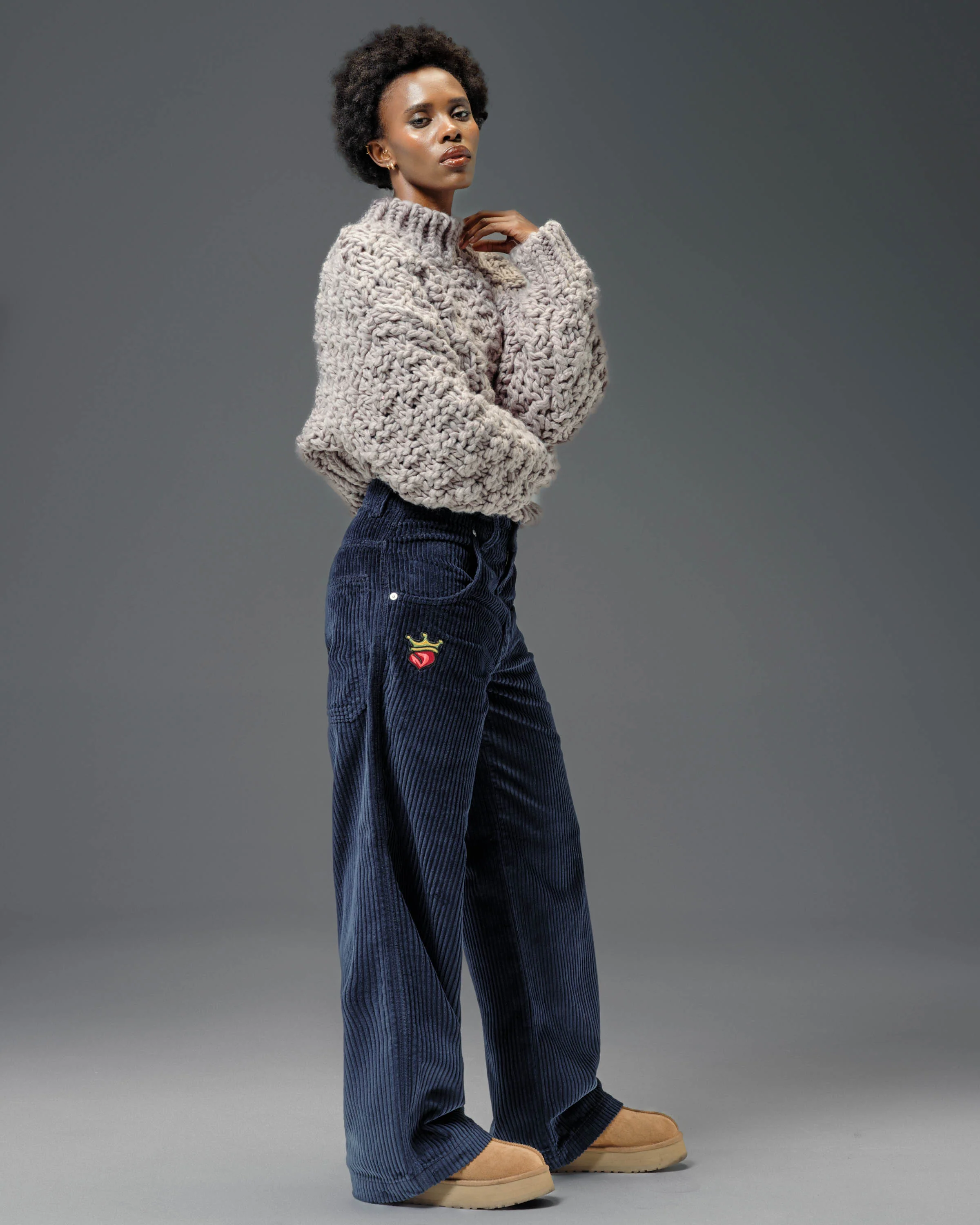 W179 Pipes. 23". 4 Wale Corduroy. Navy. - Image 8