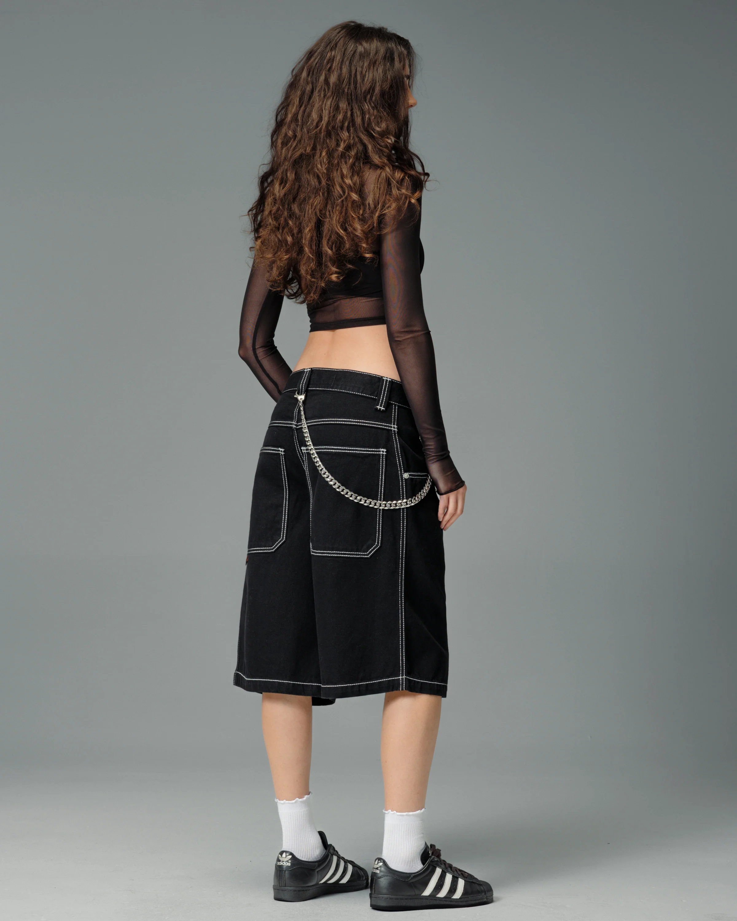 W179 Pipes Shorts. 14" Inseam. Jet Black. - Image 7